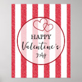 Happy Valentine's Day Heart Stripes Poster (Voorkant)