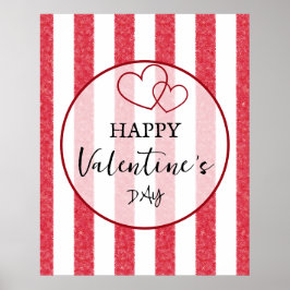 Happy Valentine's Day Heart Stripes Poster