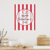 Happy Valentine's Day Heart Stripes Poster (Keuken)