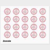 Happy Valentine's Day Heart Stripes Ronde Sticker (Vel)