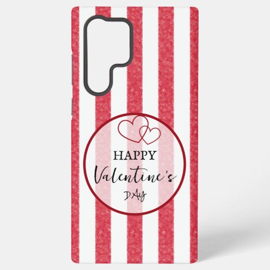 Happy Valentine's Day Heart Stripes Samsung Galaxy Hoesje (Achterkant)