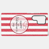 Happy Valentine's Day Heart Stripes Samsung Galaxy Hoesje (Achterkant horizontaal)