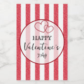 Happy Valentine's Day Heart Stripes Wijn Etiket (Enkel label)