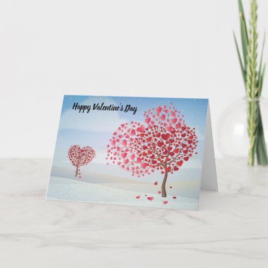 Happy Valentine's Day Heart Tree Feestdagen Kaart (Voorkant)