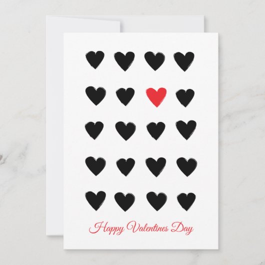 Happy Valentines Day Hearts Black and Red Gift Feestdagenkaart (Voorkant)