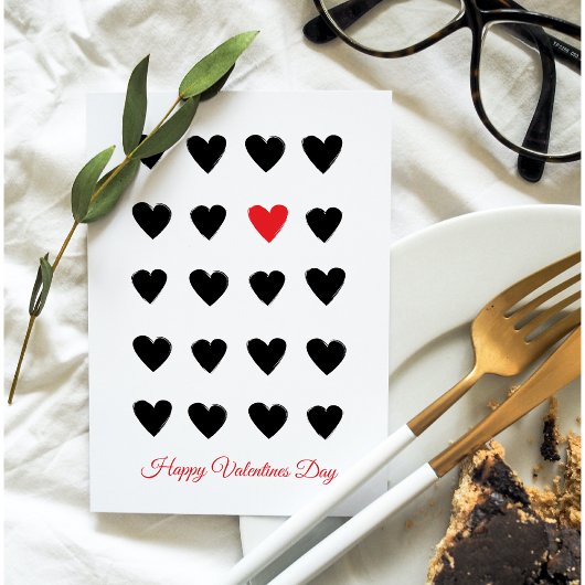 Happy Valentines Day Hearts Black and Red Gift Feestdagenkaart