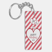 Happy Valentine's Day Hearts Chalk Stripes Acrylic Sleutelhanger (Voorkant Links)