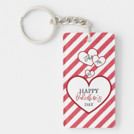 Happy Valentine's Day Hearts Chalk Stripes Acrylic Sleutelhanger