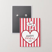 Happy Valentine's Day Hearts Chalk Stripes Button (Voorkant / Achterkant)