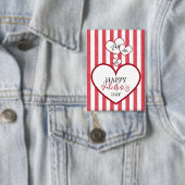 Happy Valentine's Day Hearts Chalk Stripes Button (Insitu)