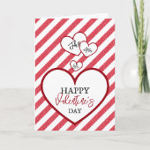Happy Valentine's Day Hearts Chalk Stripes Folded Feestdagen Kaart (Voorkant)