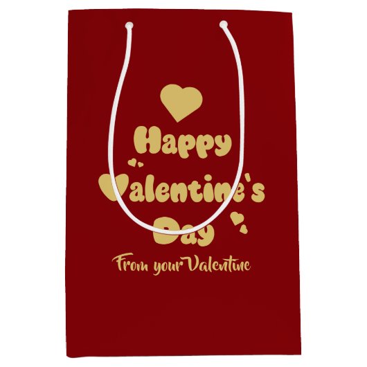 Happy Valentine's Day Hearts Cute Gift Bag Medium Cadeauzakje (Voorkant)