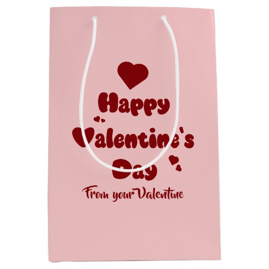 Happy Valentine's Day Hearts Cute Gift Bag Medium Cadeauzakje (Voorkant)