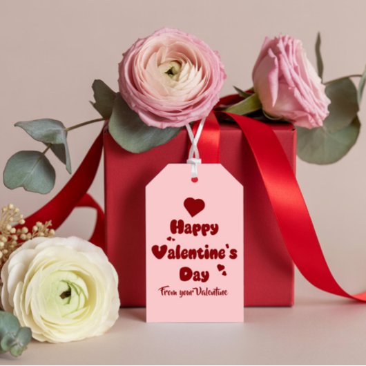 Happy Valentine's Day Hearts Cute Gift Tag Cadeaulabel