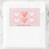 Happy Valentine's Day Hearts Minimalistische Stick Rechthoekige Sticker (Tas)
