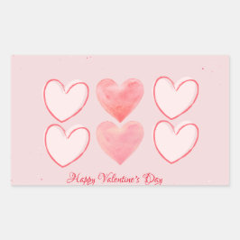 Happy Valentine's Day Hearts Minimalistische Stick Rechthoekige Sticker