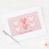 Happy Valentine's Day Hearts Minimalistische Stick Rechthoekige Sticker (Envelop)