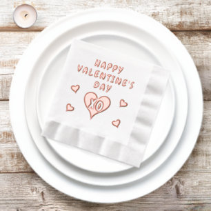 Happy Valentine's Day Hearts Pattern Folie Servetten