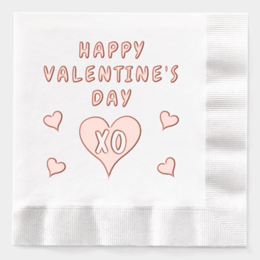 Happy Valentine's Day Hearts Pattern Folie Servetten (Voorkant)