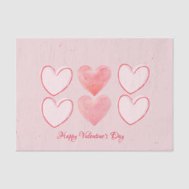 Happy Valentine's Day Hearts Roze Tissue Papier