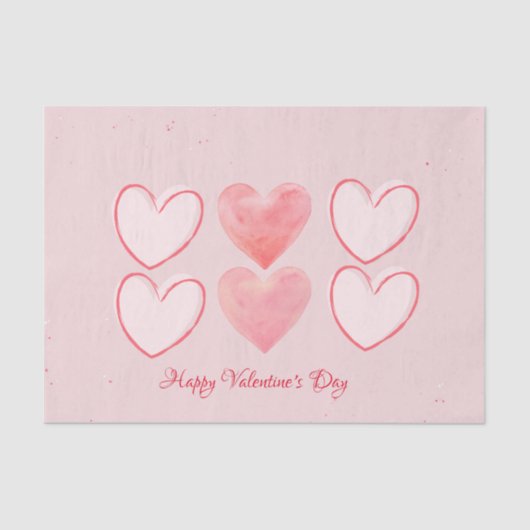Happy Valentine's Day Hearts Roze Tissue Papier (Voorkant)
