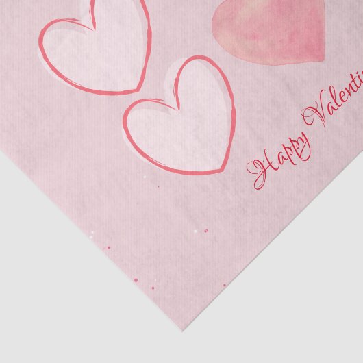 Happy Valentine's Day Hearts Roze Tissue Papier (Detail)