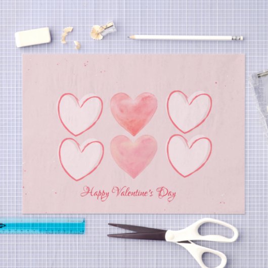 Happy Valentine's Day Hearts Roze Tissue Papier (Craft)