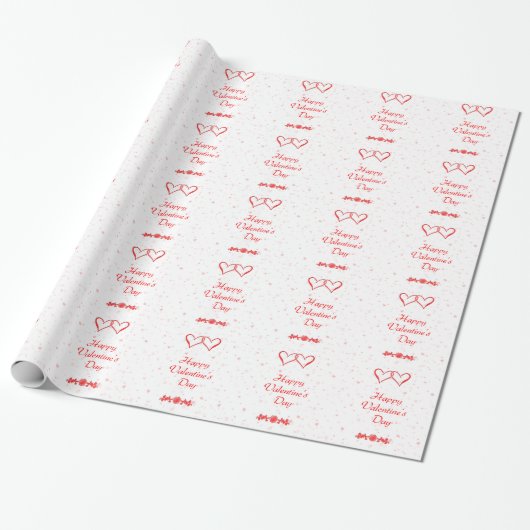 Happy Valentine's Day Hearts Wrapping Cadeaupapier (Uitgerold)