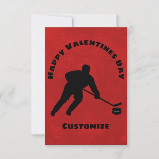 Happy Valentines Day Hockey Speler Kind Kaart (Voorkant)