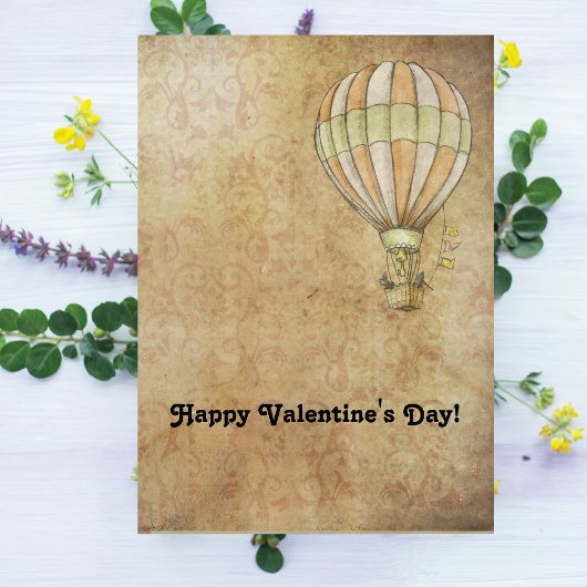 Happy Valentine's Day Hot Air Balloon Steampunk Feestdagen Kaart
