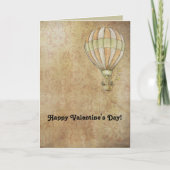 Happy Valentine's Day Hot Air Balloon Steampunk Feestdagen Kaart (Voorkant)