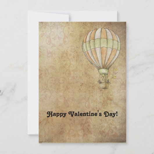 Happy Valentine's Day Hot Air Balloon Steampunk Feestdagenkaart (Voorkant)
