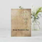 Happy Valentine's Day Hot Air Balloon Steampunk Feestdagenkaart (Staand voorkant)