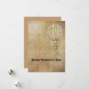 Happy Valentine's Day Hot Air Balloon Steampunk Feestdagenkaart