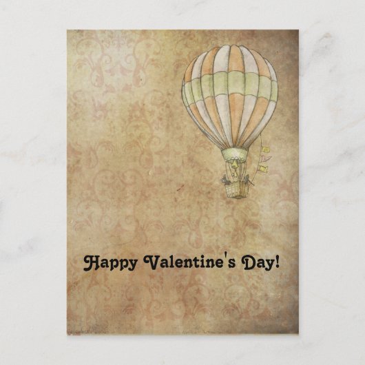 Happy Valentine's Day Hot Air Balloon Steampunk Feestdagenkaart (Voorkant)