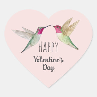 Happy Valentine's Day Hummingbirds   Hart Sticker