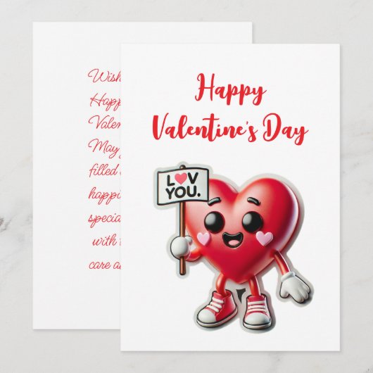 Happy Valentine's Day Kaart (Voorkant / Achterkant)