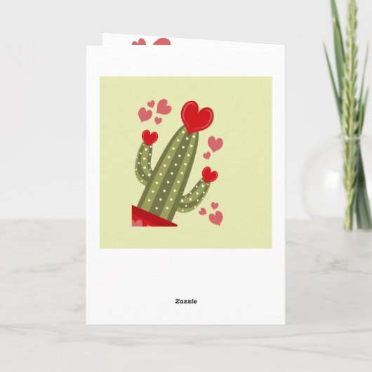 Happy Valentines Day Kaart Cactus Hearts Typografi (Achterkant)