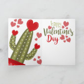 Happy Valentines Day Kaart Cactus Hearts Typografi (Binnen)