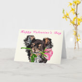 Happy Valentine's Day Kaart Puppy met Roos Love (Gele Bloem)