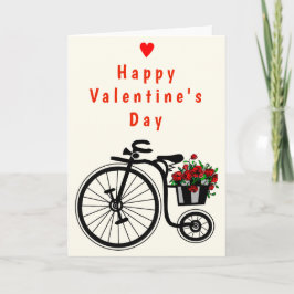 Happy Valentine's Day Kaart Romantic Flowers Bike