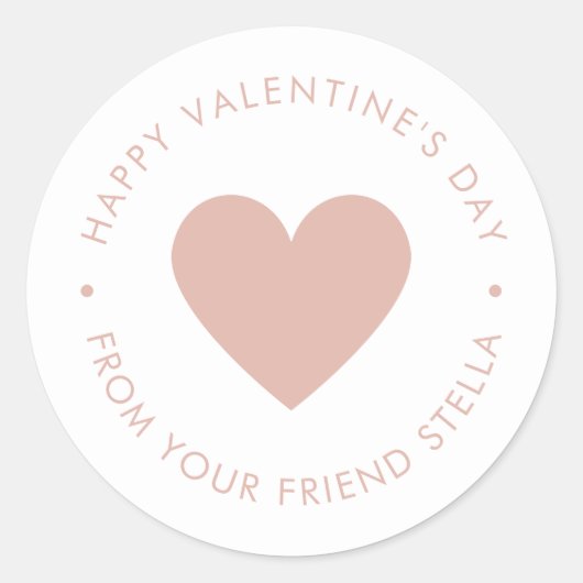 Happy Valentine's Day Kid's Cute Blush Pink Heart  Ronde Sticker (Voorkant)