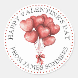 Happy Valentine's Day Kind Rode Waterverf Harten Ronde Sticker