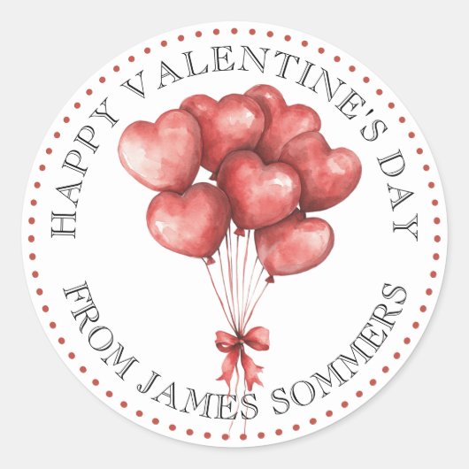 Happy Valentine's Day Kind Rode Waterverf Harten Ronde Sticker (Voorkant)