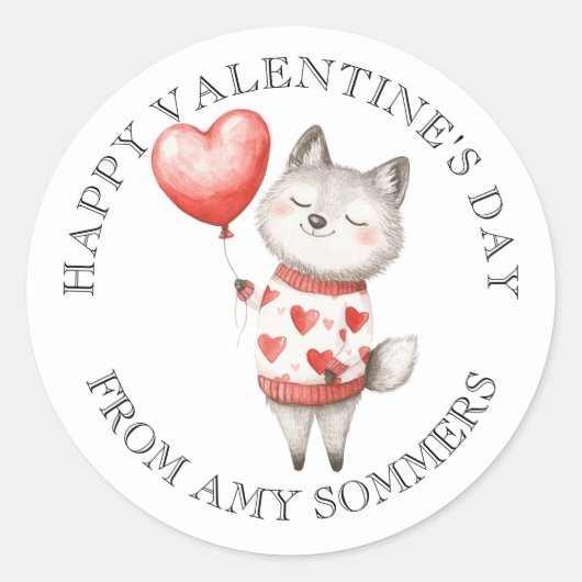 Happy Valentine's Day Kind Waterverf Cat Hearts Ronde Sticker (Voorkant)