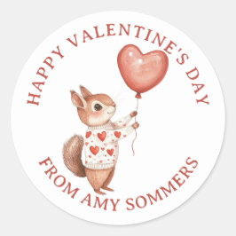 Happy Valentine's Day Kind Waterverf Dier Ronde Sticker