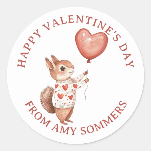 Happy Valentine's Day Kind Waterverf Dier Ronde Sticker (Voorkant)