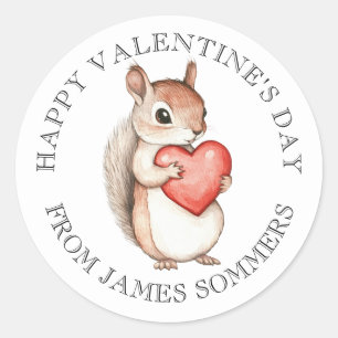 Happy Valentine's Day Kind Waterverf Dier Ronde Sticker