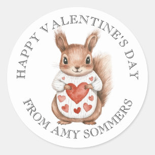 Happy Valentine's Day Kind Waterverf Dier Ronde Sticker