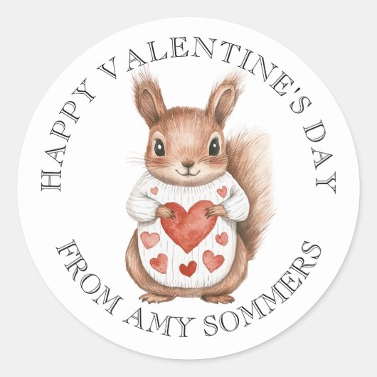 Happy Valentine's Day Kind Waterverf Dier Ronde Sticker (Voorkant)